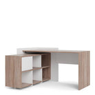 Function Plus Unit Desk with 6 Shelf Bookcase in White and Truffle Oak - Price Crash Furniture