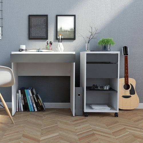 Function Plus Wheeled Filing Cabinet in White & Grey - Price Crash Furniture