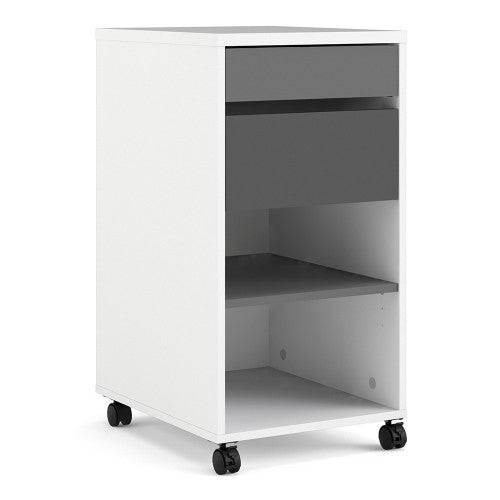 Function Plus Wheeled Filing Cabinet in White & Grey - Price Crash Furniture