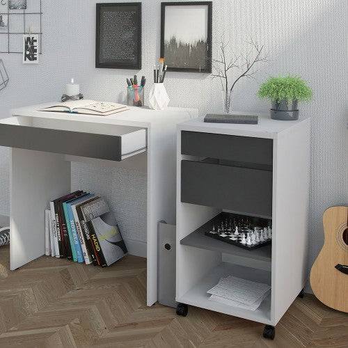 Function Plus Wheeled Filing Cabinet in White & Grey - Price Crash Furniture