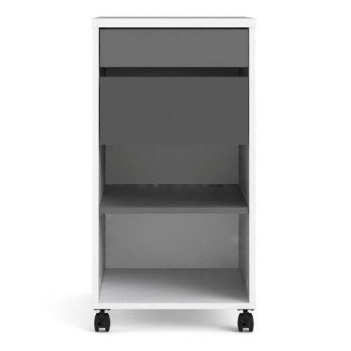 Function Plus Wheeled Filing Cabinet in White & Grey - Price Crash Furniture