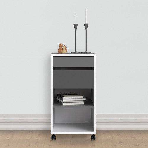 Function Plus Wheeled Filing Cabinet in White & Grey - Price Crash Furniture