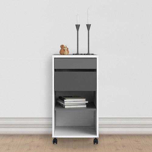 Function Plus Wheeled Filing Cabinet in White & Grey - Price Crash Furniture