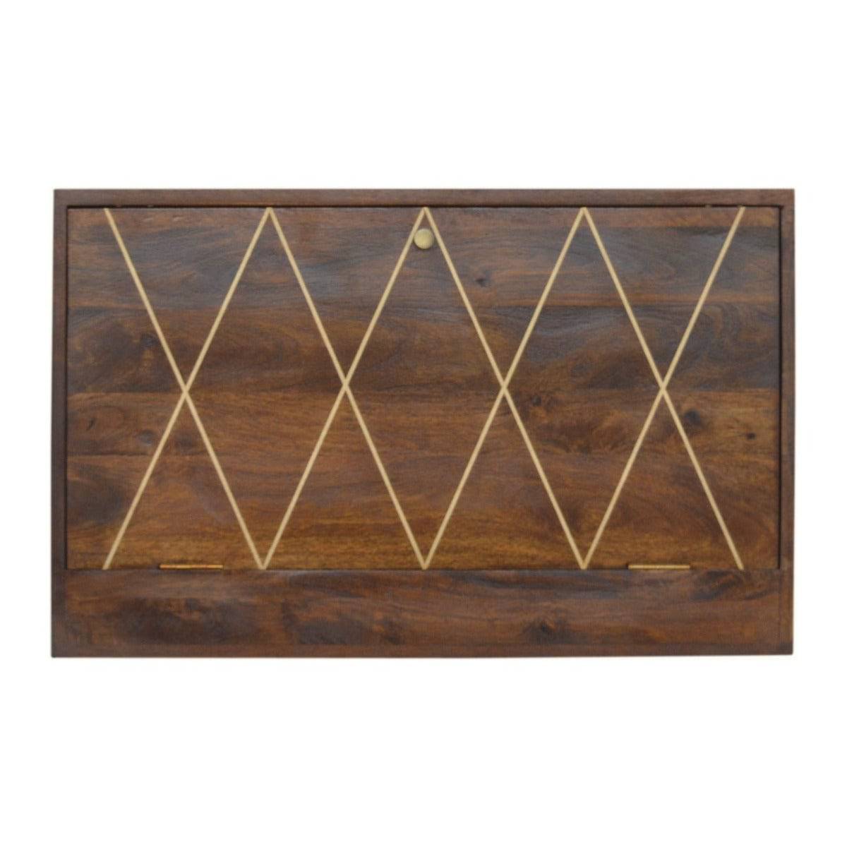 Geometric Brass Inlay Flip Down Writing Desk - Price Crash Furniture