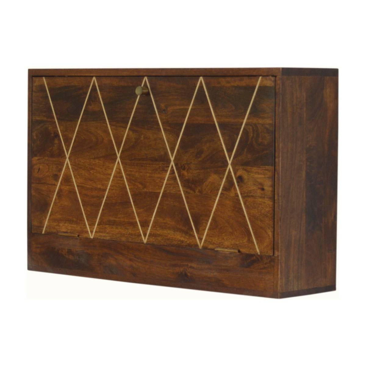 Geometric Brass Inlay Flip Down Writing Desk - Price Crash Furniture