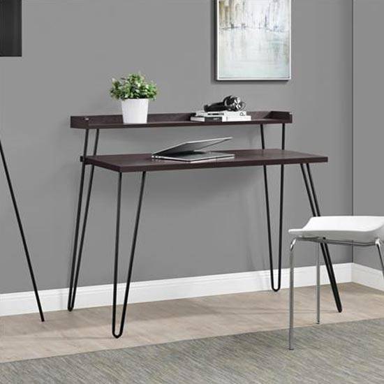 Haven Laptop Desk with Riser Shelf in Espresso by Dorel - Price Crash Furniture