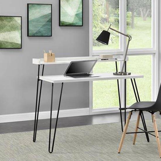 Haven Laptop Desk with Riser Shelf in White by Dorel - Price Crash Furniture