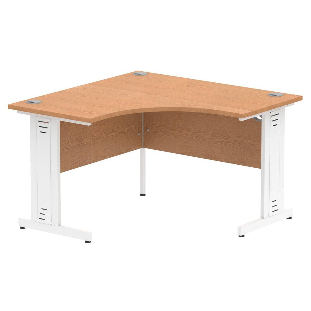 Impulse 1200mm Corner Desk with Oak Top and White Cable Managed Leg - Price Crash Furniture