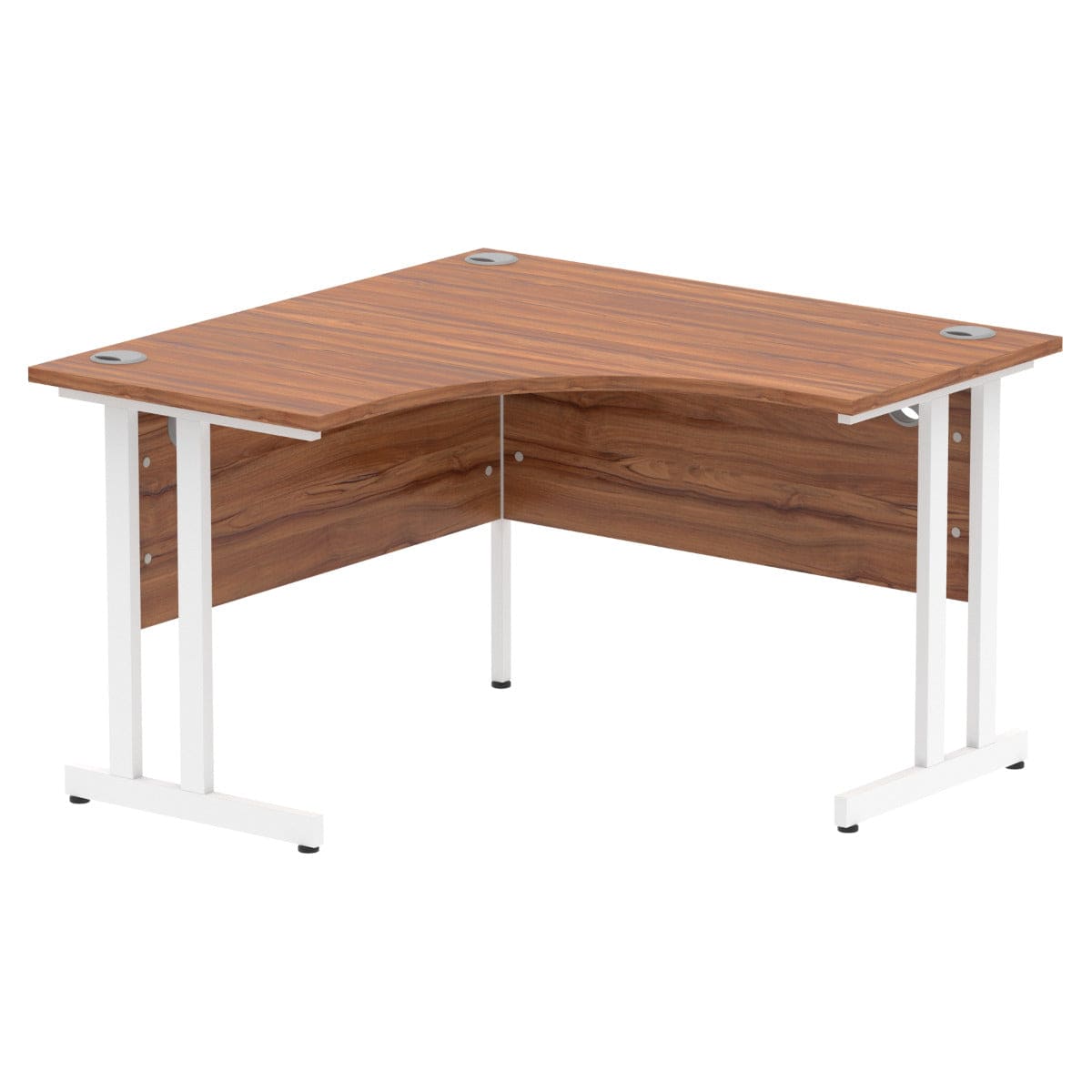 Impulse 1200mm Corner Desk with Walnut Top and White Cantilever Leg - Price Crash Furniture