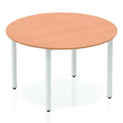 Impulse 1200mm Round Table Oak Top Silver Box Frame Leg - Price Crash Furniture