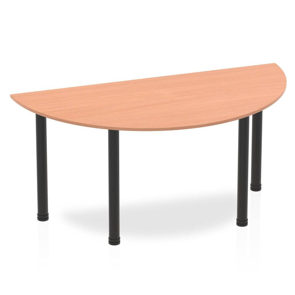 Impulse 1600mm Semi-Circle Table Beech Top Black Post Leg - Price Crash Furniture