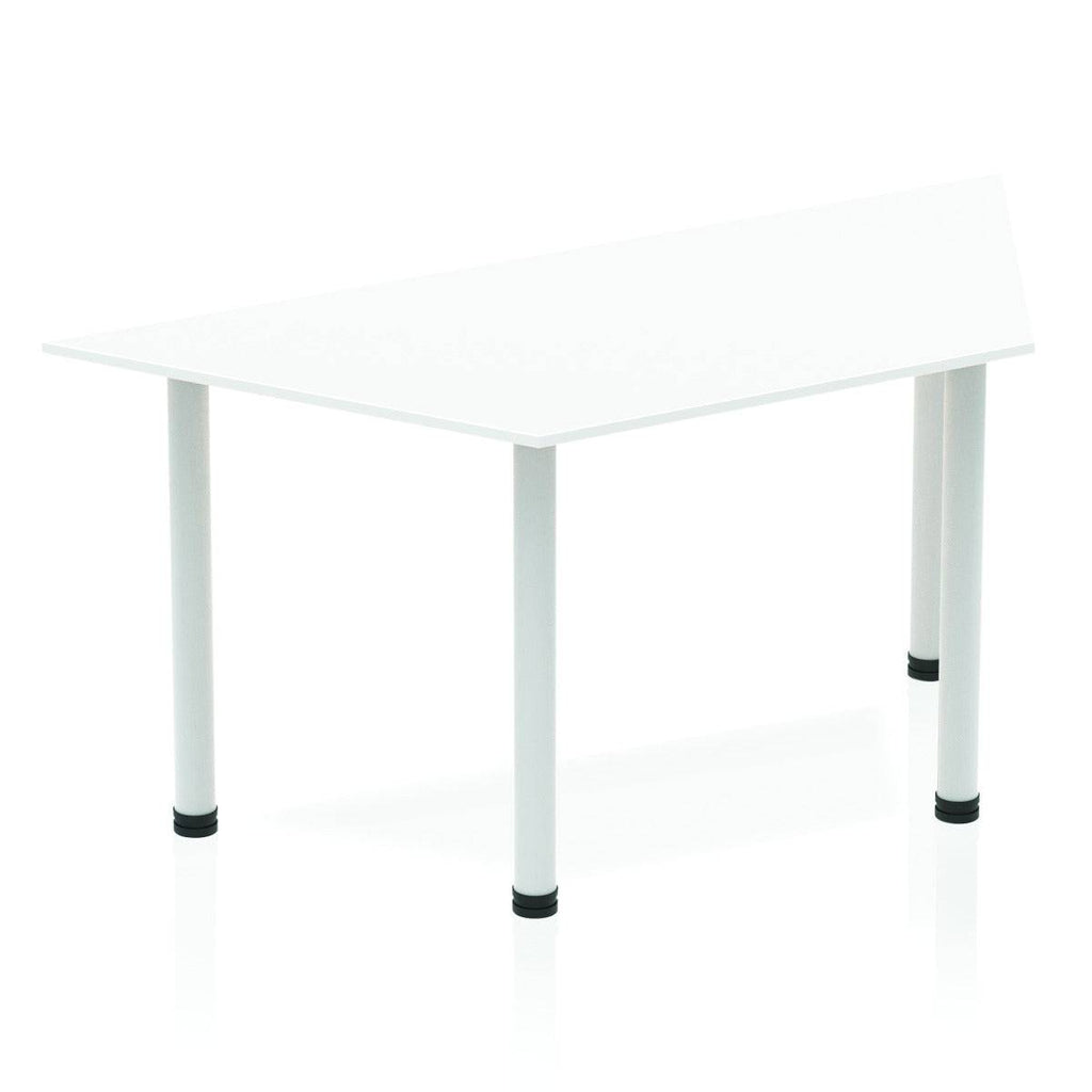 Impulse 1600mm Semi-Circle Table Beech Top Silver Post Leg - Price Crash Furniture