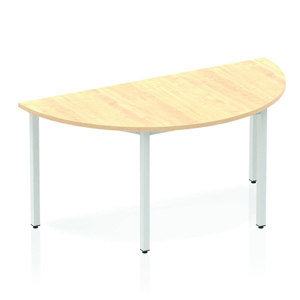Impulse 1600mm Semi-Circle Table Maple Top Silver Box Frame Leg - Price Crash Furniture