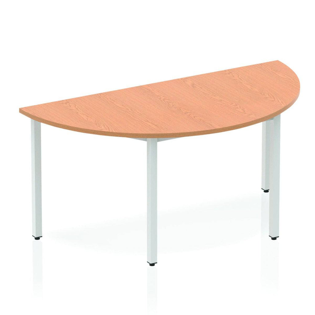 Impulse 1600mm Semi-Circle Table Oak Top Silver Box Frame Leg - Price Crash Furniture