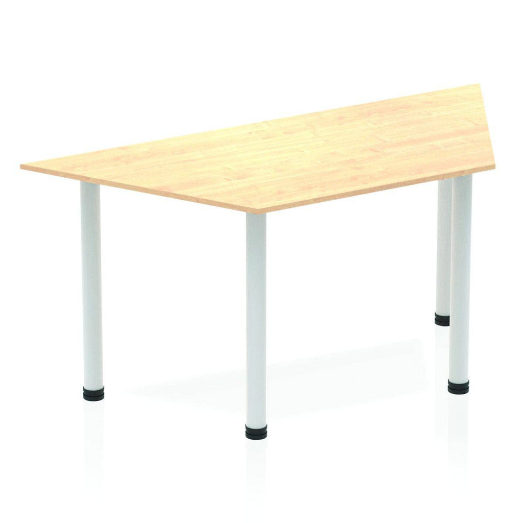 Impulse 1600mm Semi-Circle Table Walnut Top Silver Post Leg - Price Crash Furniture