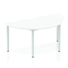 Impulse 1600mm Semi-Circle Table White Top Silver Box Frame Leg - Price Crash Furniture