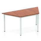 Impulse 1600mm Trapezium Walnut Top Silver Box Frame Leg - Price Crash Furniture