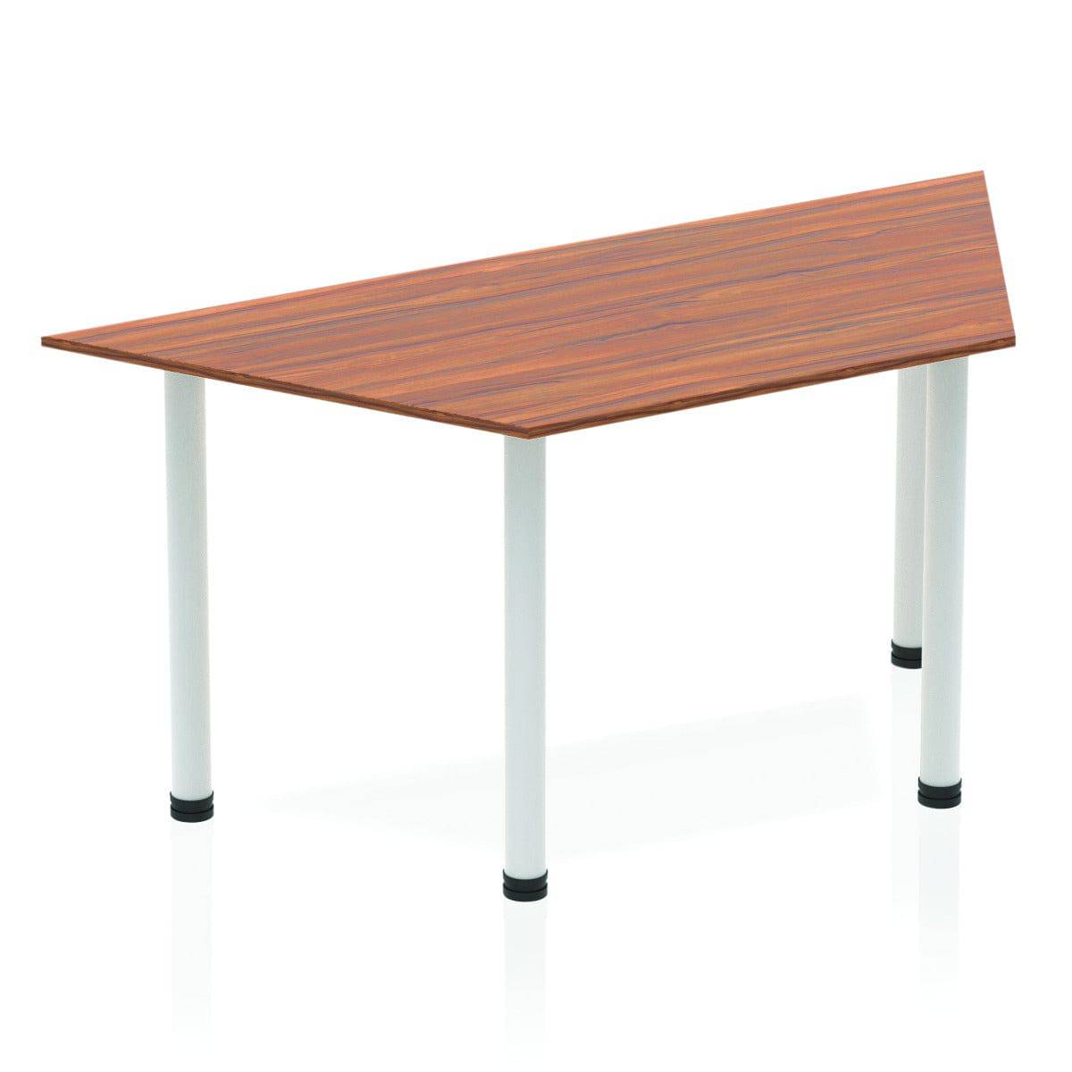 Impulse 1600mm Trapezium Walnut Top Silver Post Leg - Price Crash Furniture