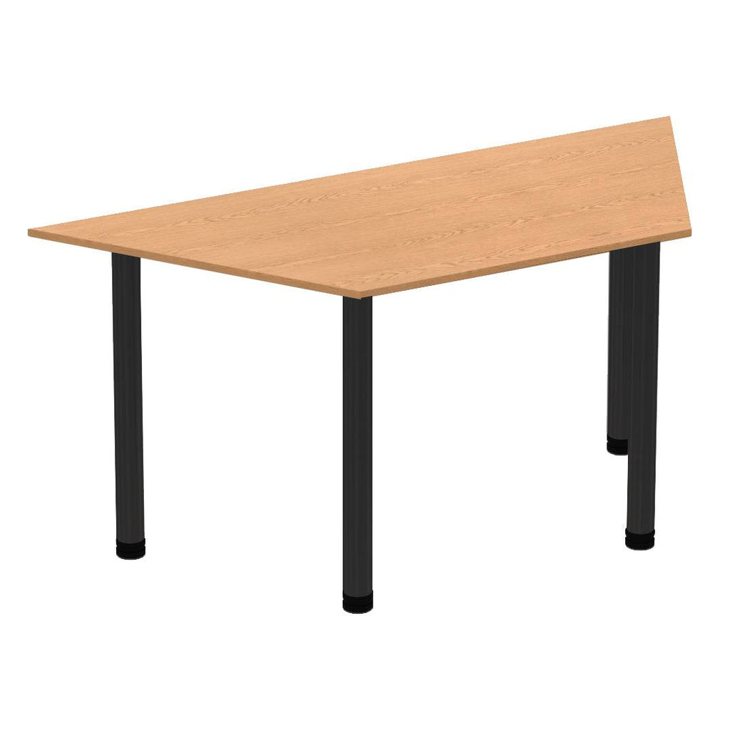 Impulse Straight Table with Grey Oak Top and Black Post Leg - Price Crash Furniture