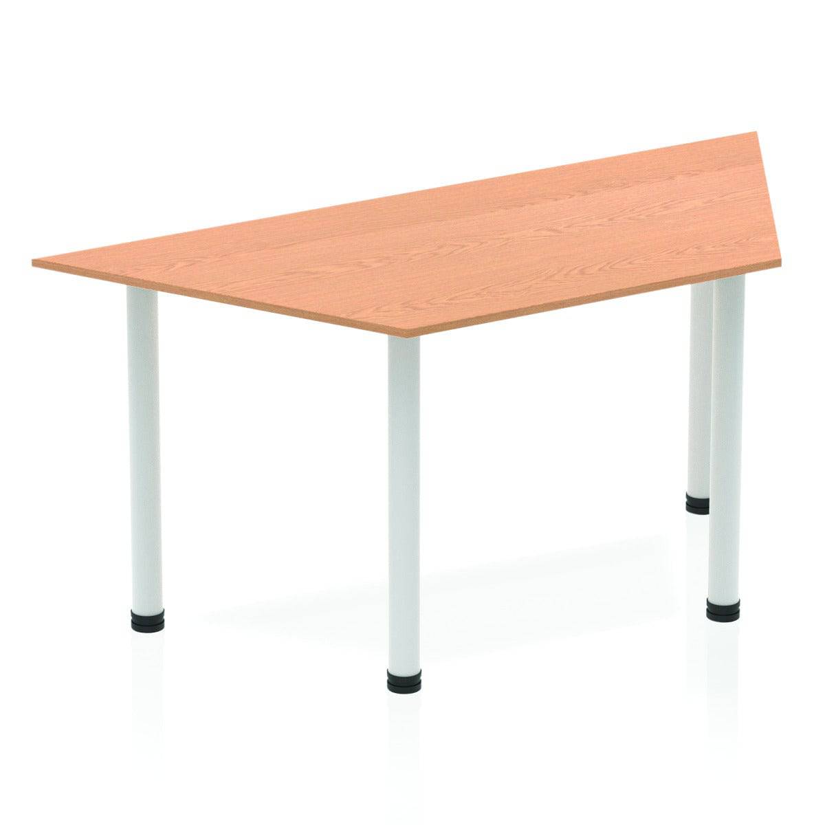 Impulse Straight Table with Oak Top and Silver Post Leg - Price Crash Furniture