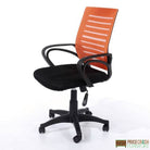 Loft armed office chair, orange mesh back, black fabric seat, black base by Core - Price Crash Furniture