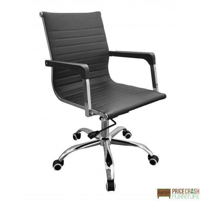 Loft home office chair in black faux leather with chrome base by Core - Price Crash Furniture