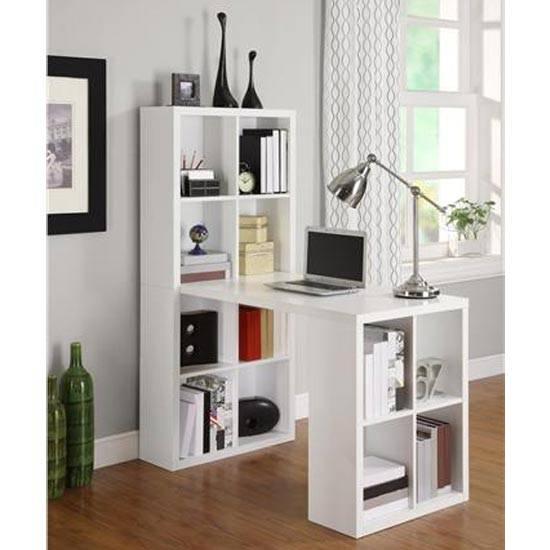 London Hobby Laptop Desk with Shelving Unit in White by Dorel - Price Crash Furniture