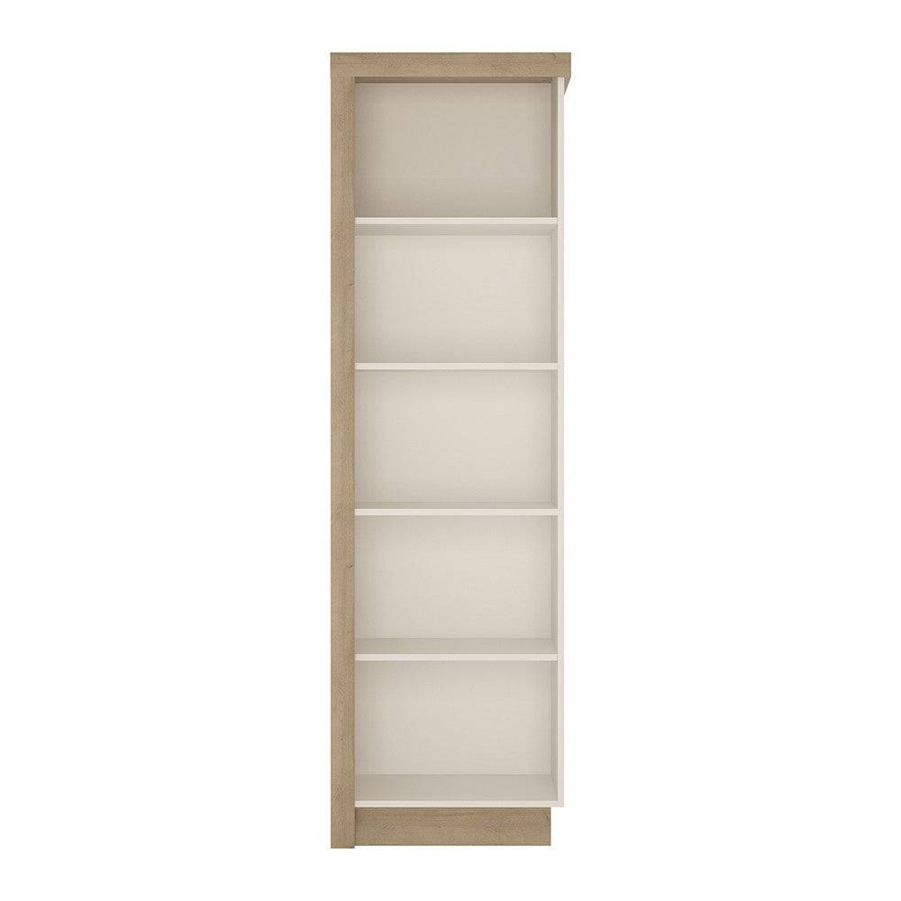 Lyon Bookcase (RH) In Riviera Oak / White High Gloss - Price Crash Furniture