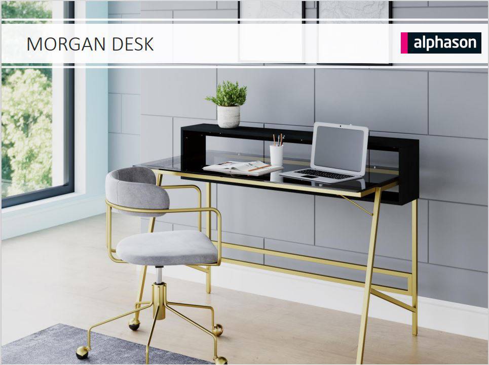 Morgan Desk in black and gold by Alphason - Price Crash Furniture