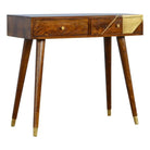 Nordic Style Chestnut Writing Desk With Gold Detailing - Price Crash Furniture