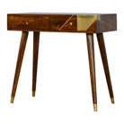 Nordic Style Chestnut Writing Desk With Gold Detailing - Price Crash Furniture