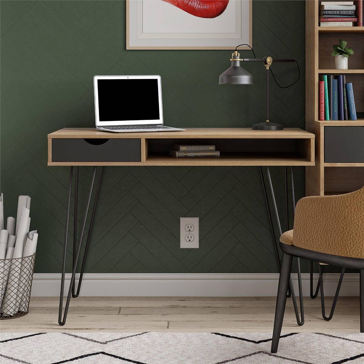 Novogratz Concord Desk with Storage in Natural & Black finish by Dorel - Price Crash Furniture