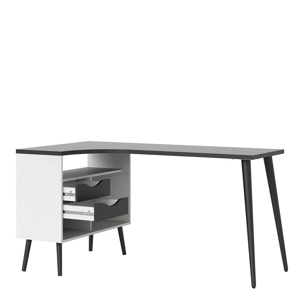 Oslo Desk 2 Drawer in White and Black Matt - Price Crash Furniture