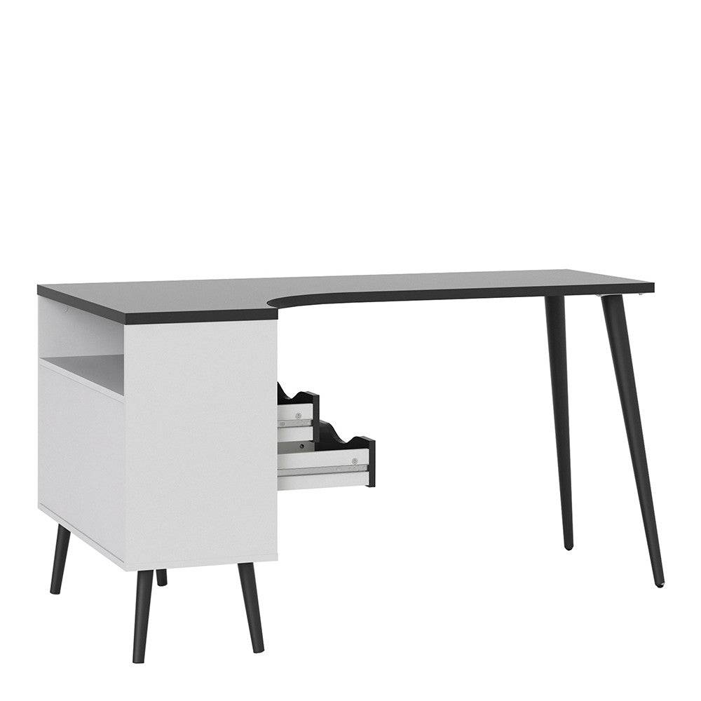 Oslo Desk 2 Drawer in White and Black Matt - Price Crash Furniture