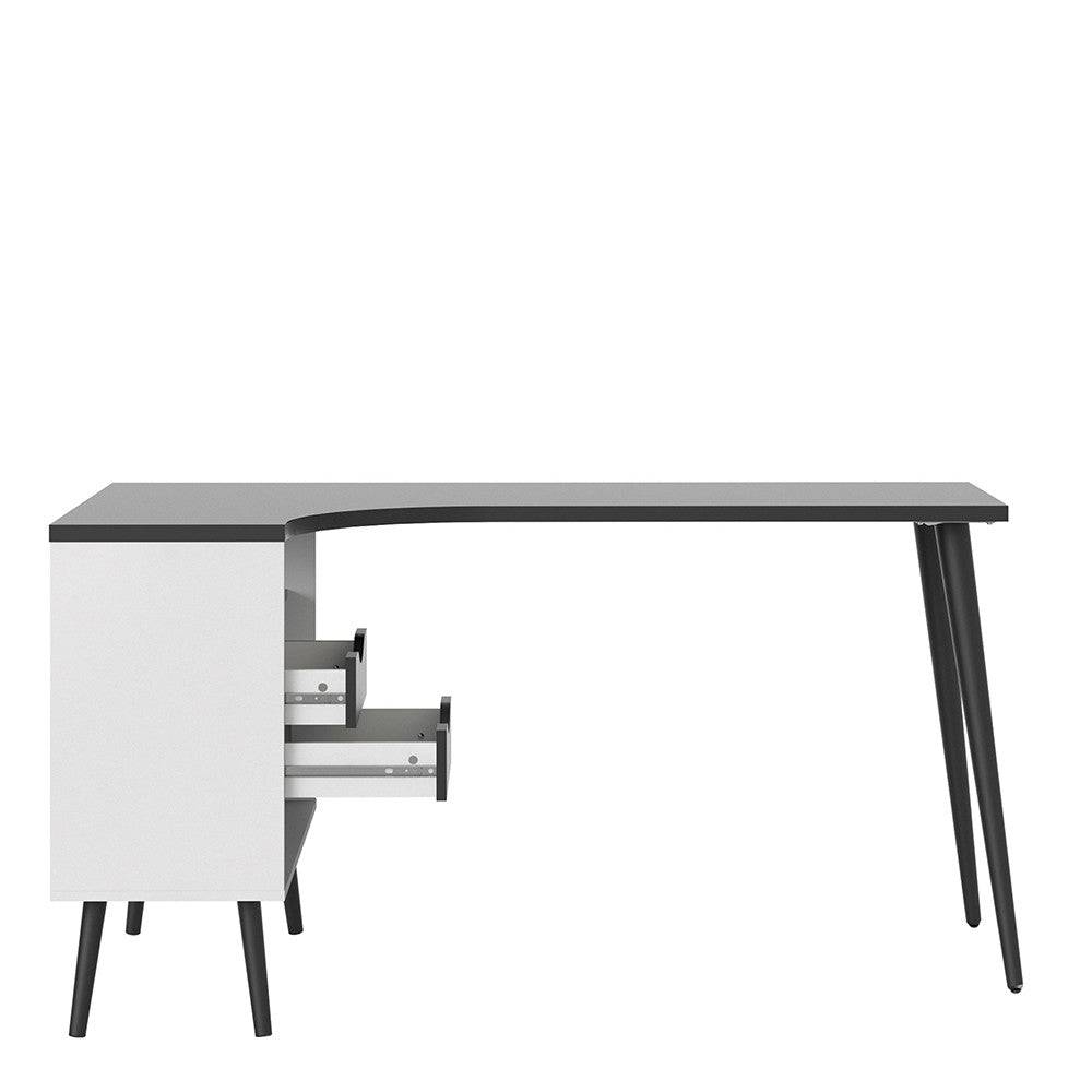 Oslo Desk 2 Drawer in White and Black Matt - Price Crash Furniture