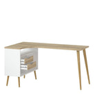 Oslo Desk 2 Drawer in White and Oak - Price Crash Furniture