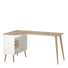 Oslo Desk 2 Drawer in White and Oak - Price Crash Furniture