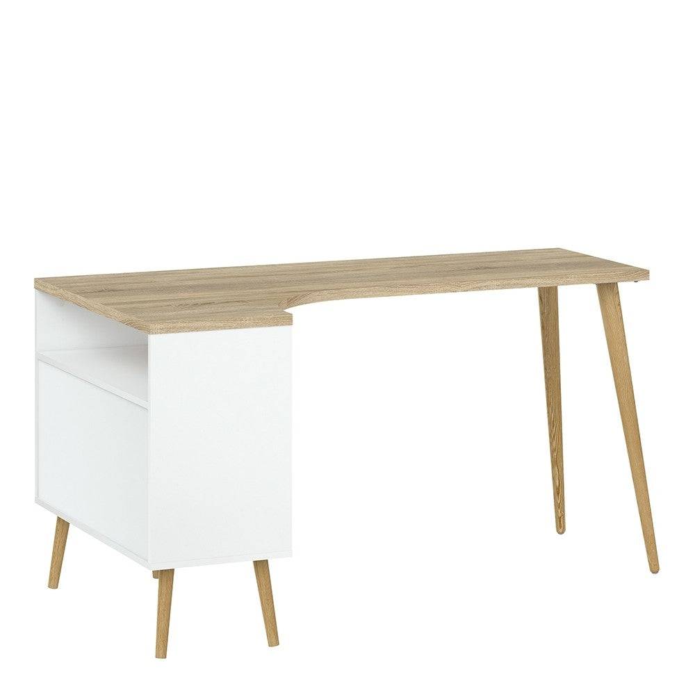 Oslo Desk 2 Drawer in White and Oak - Price Crash Furniture