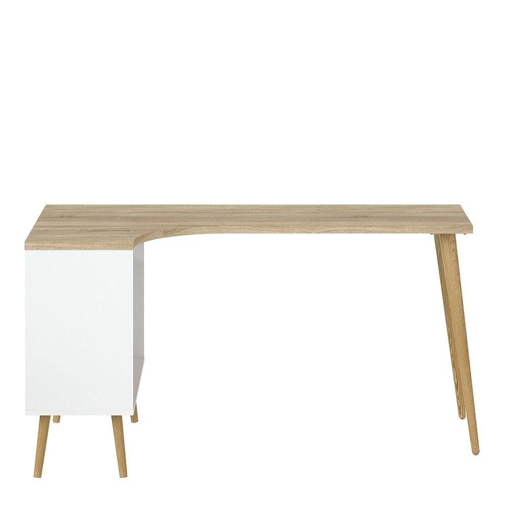 Oslo Desk 2 Drawer in White and Oak - Price Crash Furniture