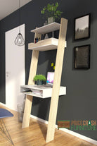 Oslo Leaning Ladder Desk in White and Oak - Price Crash Furniture