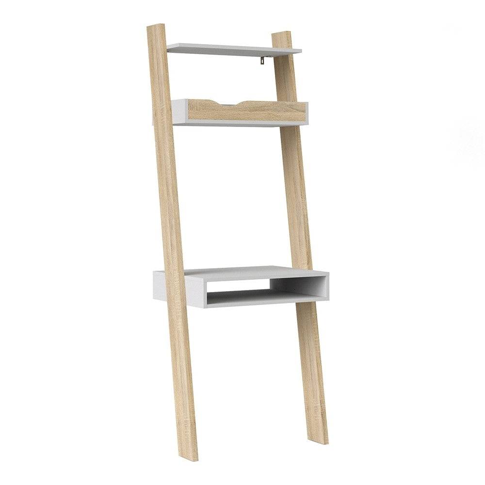 Oslo Leaning Ladder Desk in White and Oak - Price Crash Furniture