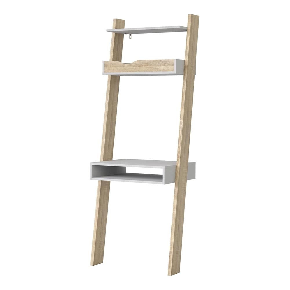 Oslo Leaning Ladder Desk in White and Oak - Price Crash Furniture