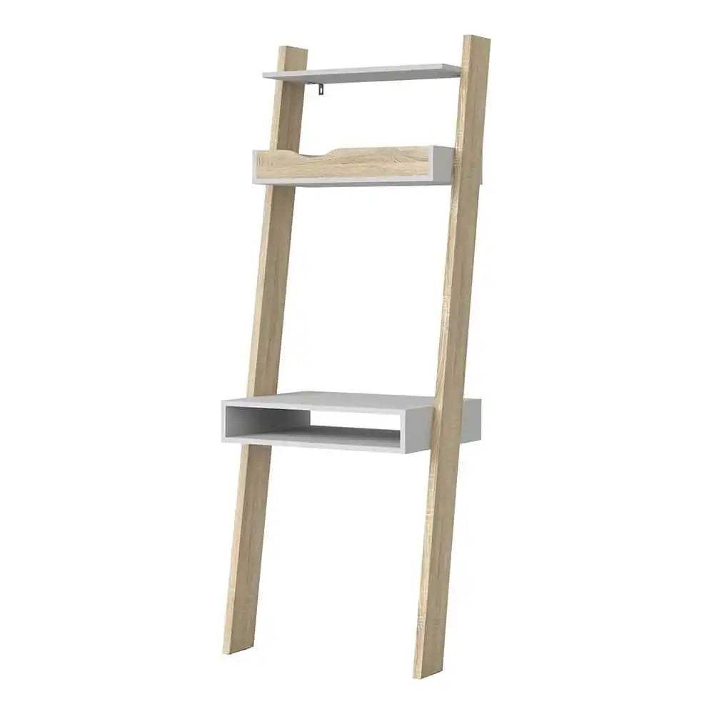 Oslo Leaning Ladder Desk in White and Oak - Price Crash Furniture