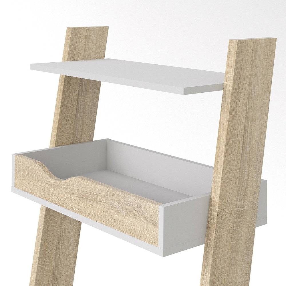 Oslo Leaning Ladder Desk in White and Oak - Price Crash Furniture