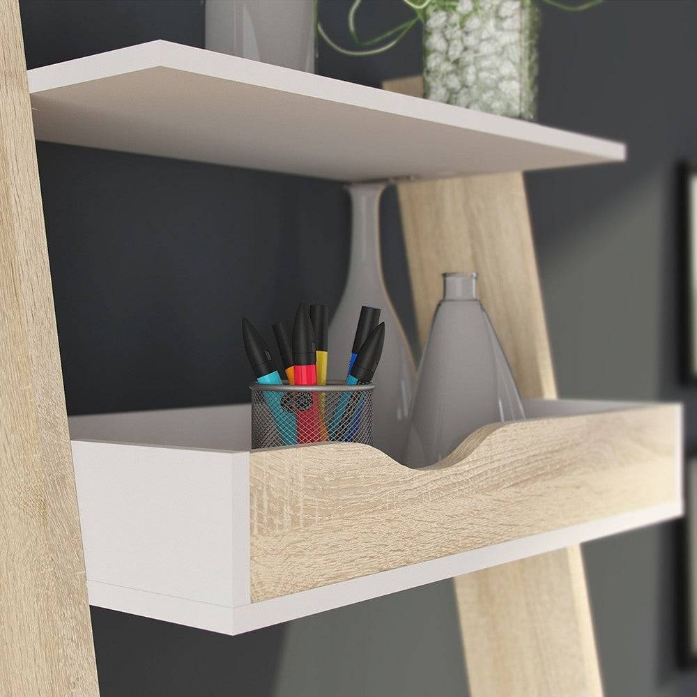 Oslo Leaning Ladder Desk in White and Oak - Price Crash Furniture