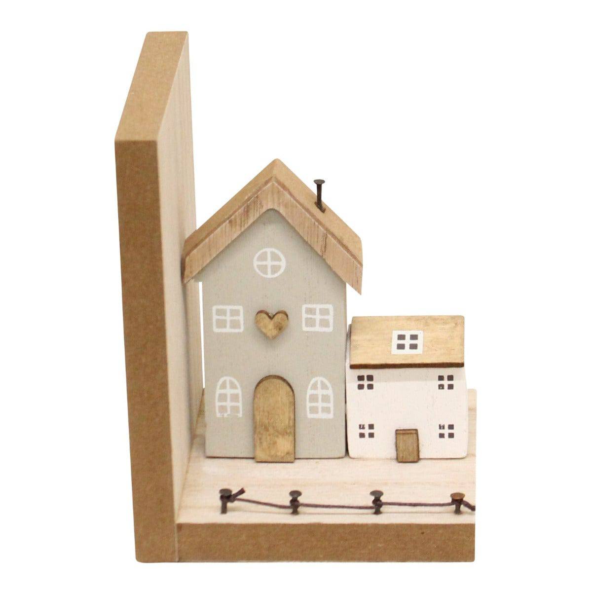 Pair of Bookends, Wooden Houses Design - Price Crash Furniture