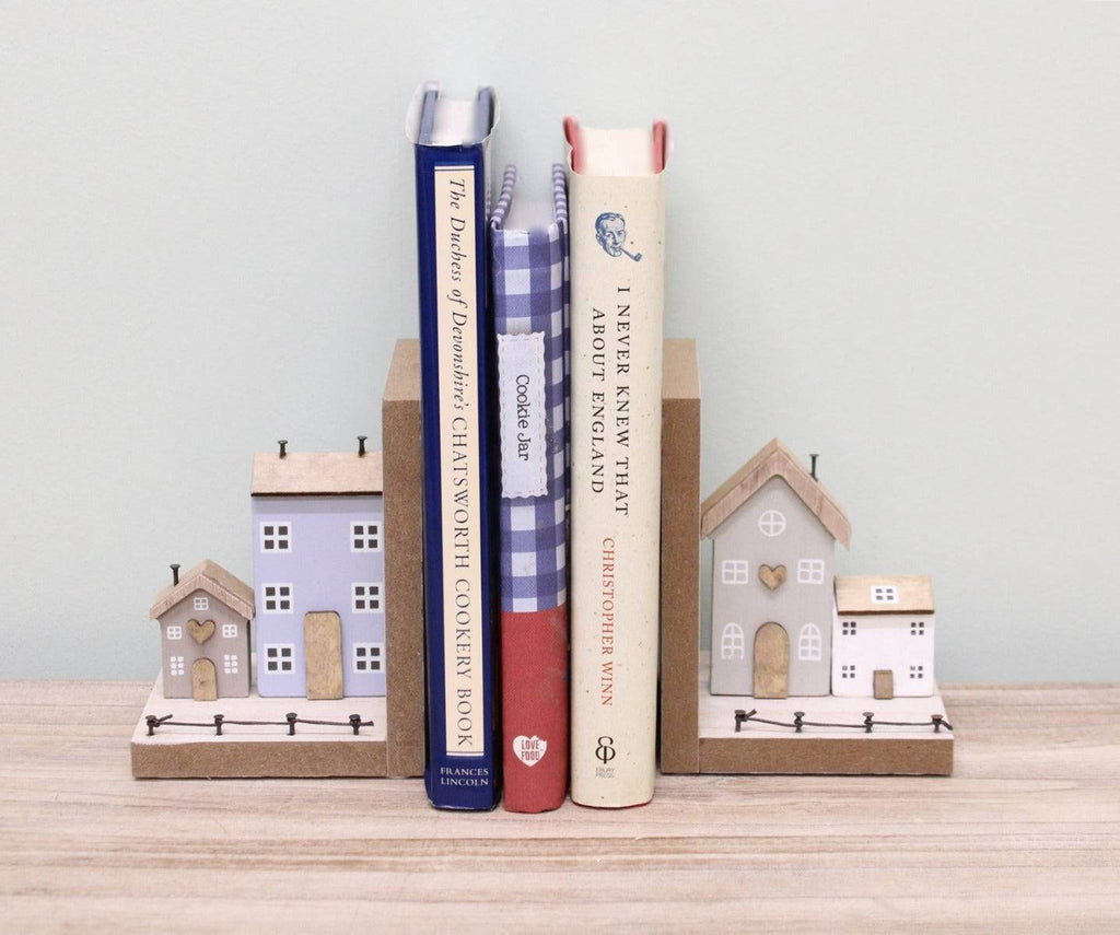 Pair of Bookends, Wooden Houses Design - Price Crash Furniture