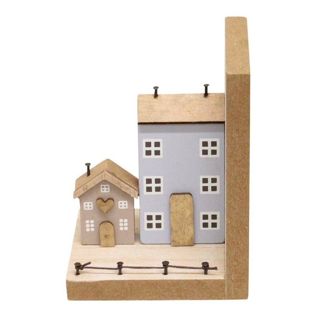 Pair of Bookends, Wooden Houses Design - Price Crash Furniture
