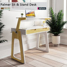 Palmer Sit or Stand Adjustable Laptop Desk in Gloss White and Oak by Alphason - Price Crash Furniture