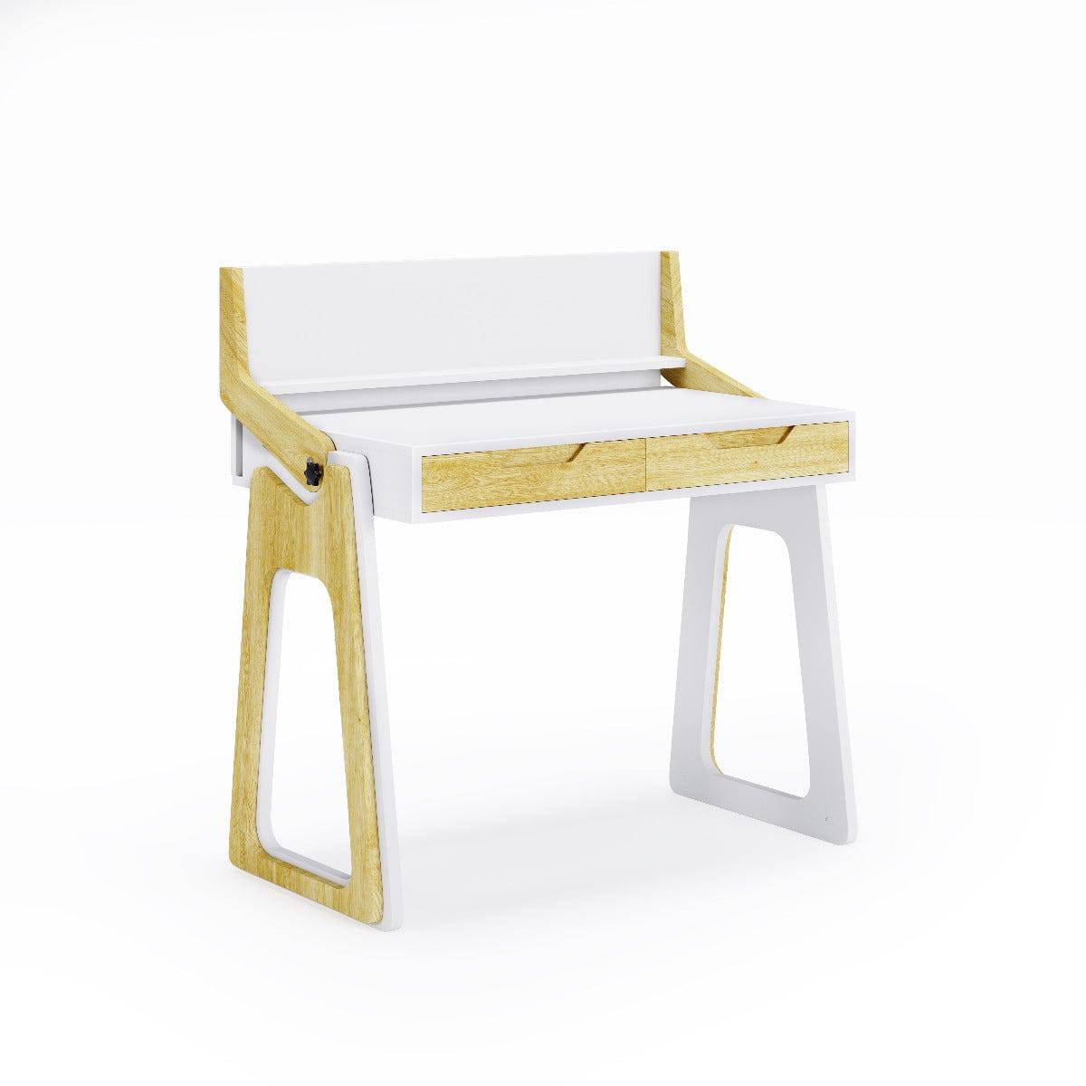 Palmer Sit or Stand Adjustable Laptop Desk in Gloss White and Oak by Alphason - Price Crash Furniture